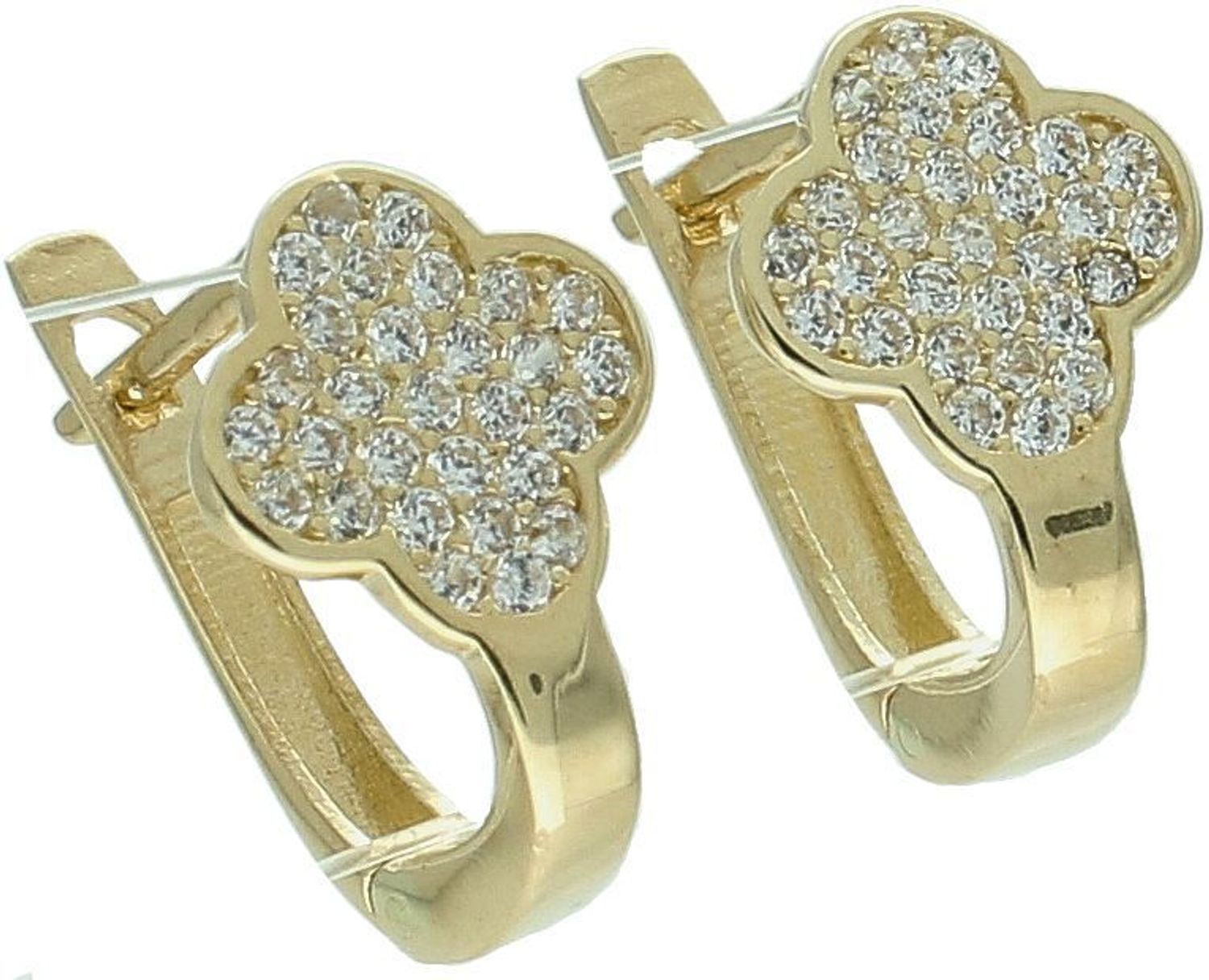 Złote kolczyki z cyrkoniami w kształcie kwiatu – angielskie zapięcie  14K  KL_8757A_585.jpg